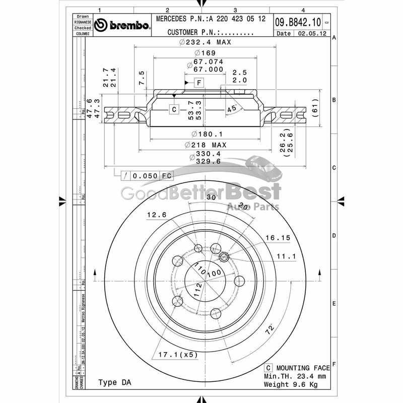 One New Brembo Disc Brake Rotor Rear 09B84211 for Mercedes MB CL600 S600 gallery