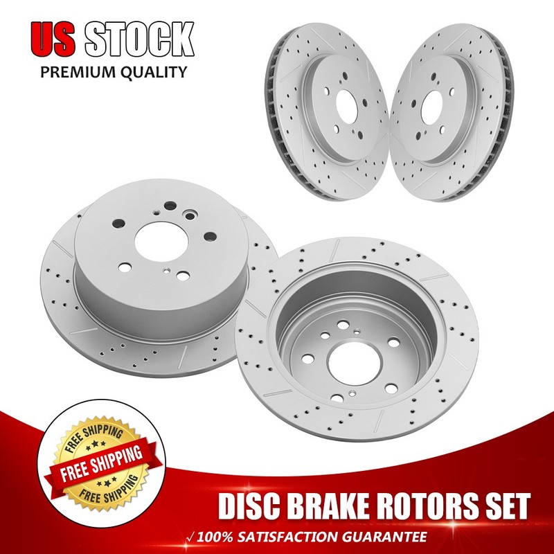 Front & Rear Drilled Brake Rotors For Lexus RX330 RX400H RX350 Toyota Highlander