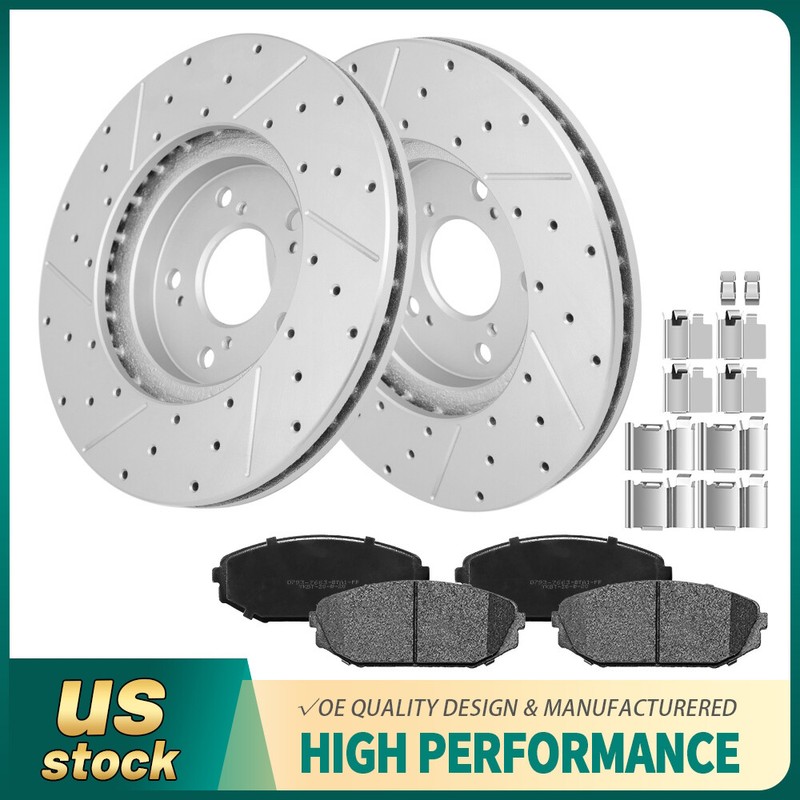 Front Drilled Disc Rotors+Ceramic Brake Pads for 1999-2004 Honda Odyssey MDX