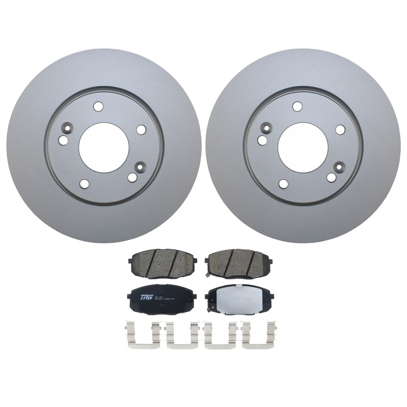 Front Brake Kit 280mm Coat Disc Rotors TRW Pro Ceramic Pads For Kia Soul L4 FWD gallery