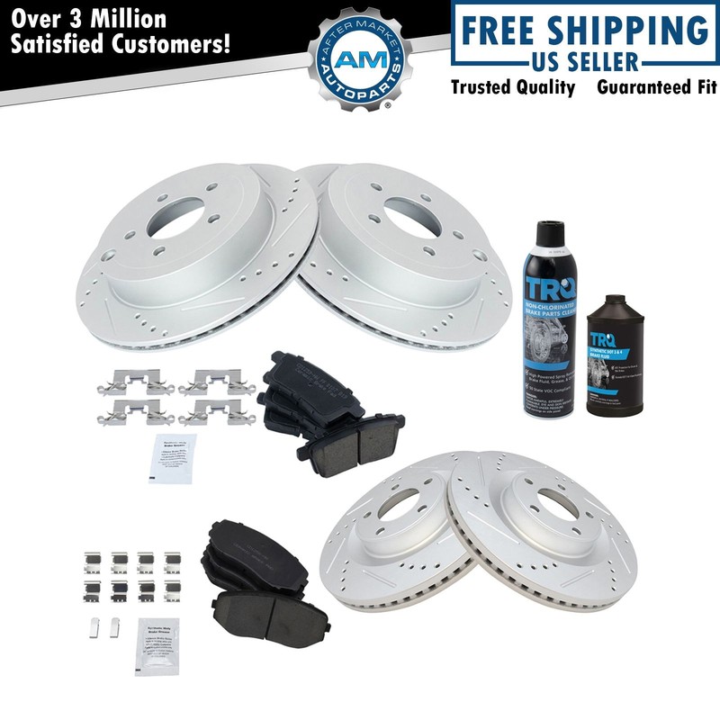 Front Rear Ceramic Brake Pad & Performance Rotor Kit w/Chemicals