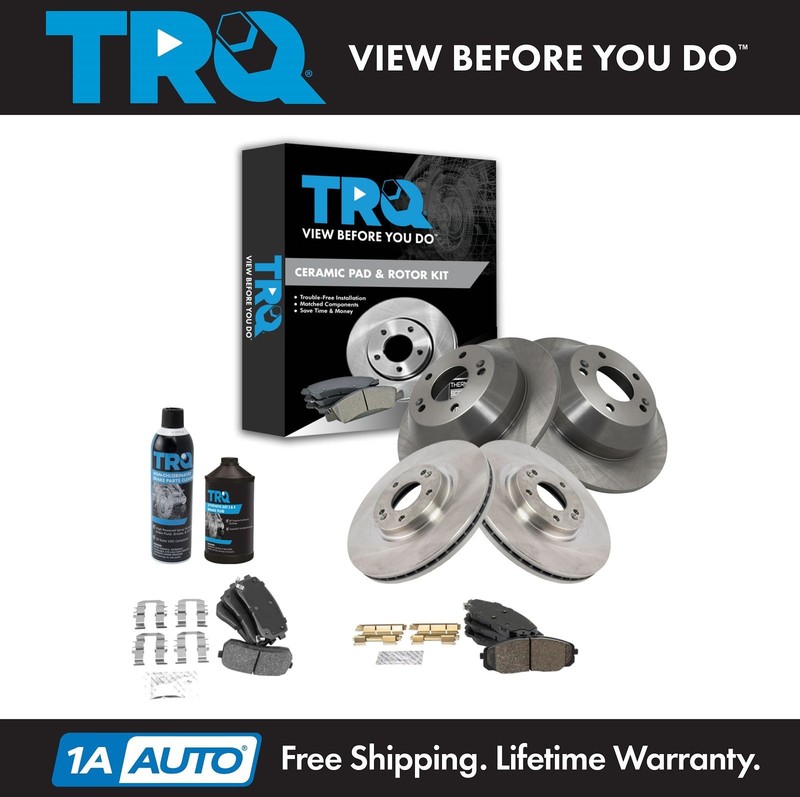 TRQ Front & Rear Ceramic Brake Pad & Rotor Kit w/Chemicals for Sedona