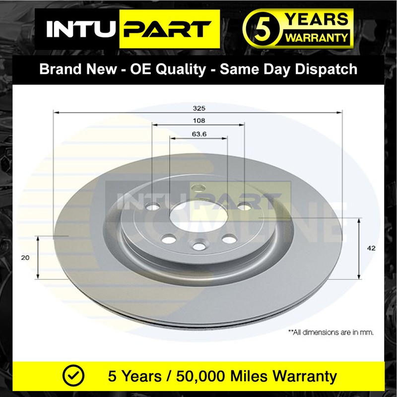 Fits Jaguar F-Pace 2015- XE 2015- XF 2015- I-Pace 2� Intupart Rear Brake Disc #1