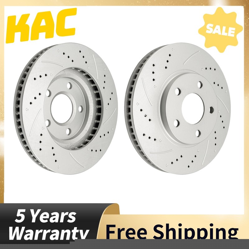 Front Drilled Slotted Coated Brake Rotors Set for DeVille LeSabre Impala 55034