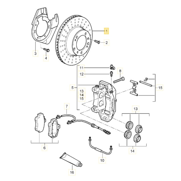 Front & Rear Brake Rotors With Brake Pads and Sensors For 2001-2013 Porsche 911 gallery