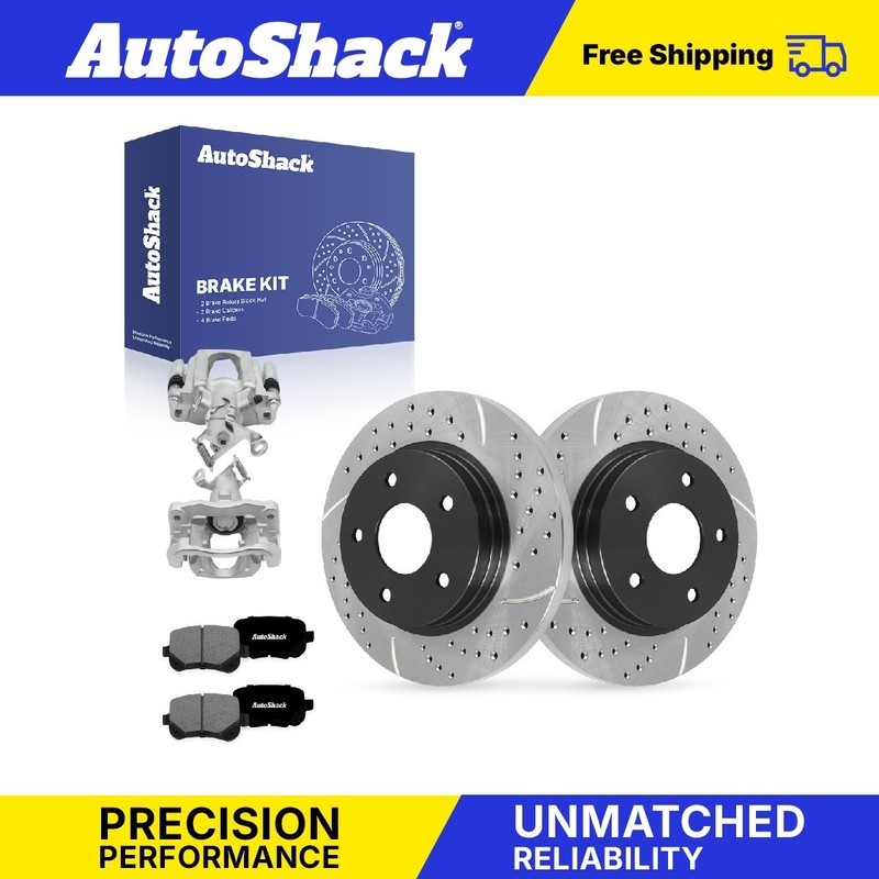 Rear Drilled Slotted Brake Rotors Premium Pads Calipers for Dodge, Journey 09-12