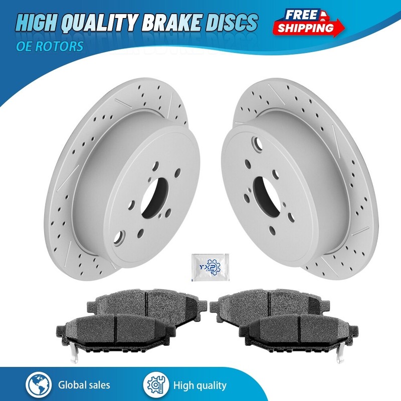 Rear Drilled Rotors & Ceramic Brake Pads For Subaru Forester Impreza Legacy