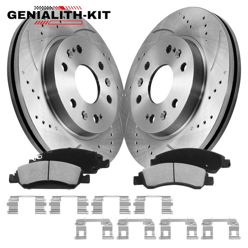 Front Drilled Rotors Brake Pads for Chevy GMC Tahoe Yukon Silverado Sierra 1500