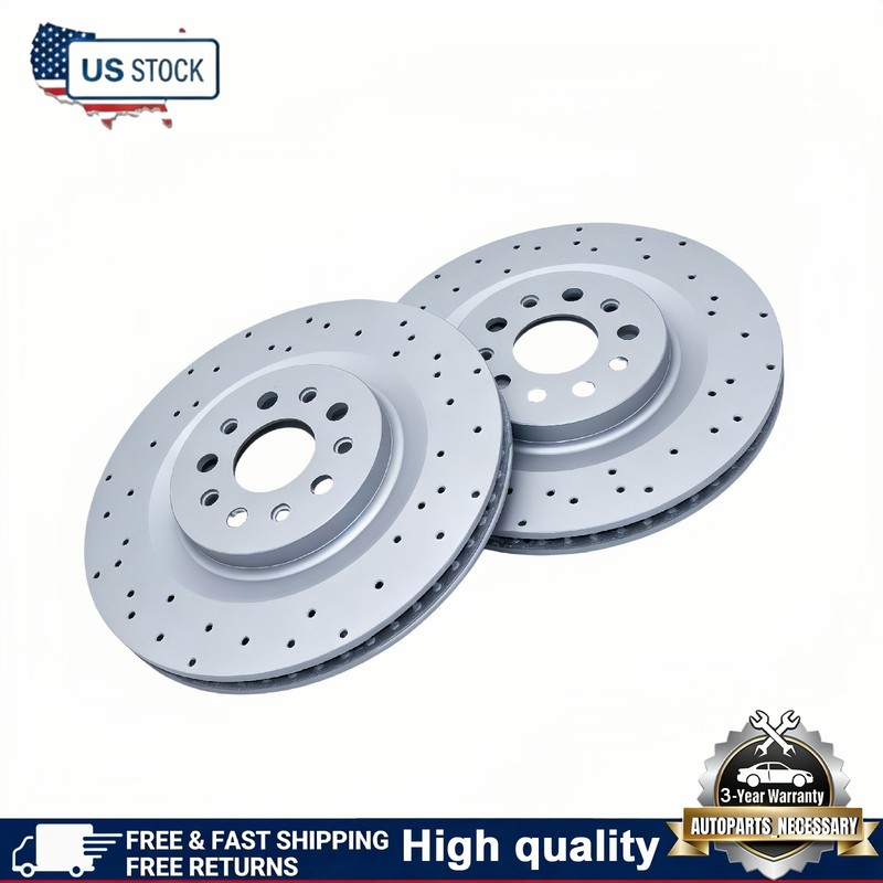 Rear Floating Drilled Vented Rotor Set For Maserati Ghibli Quattroporte 2017-21