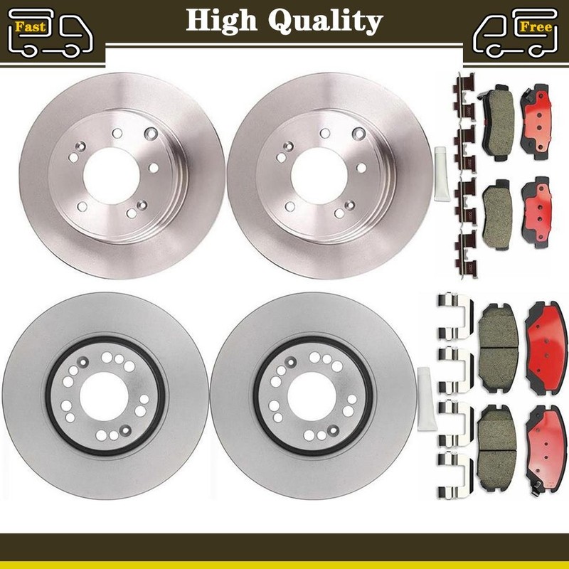 Brake Pads Rotors Set Front Rear Fits Hyundai Sonata 3.3L