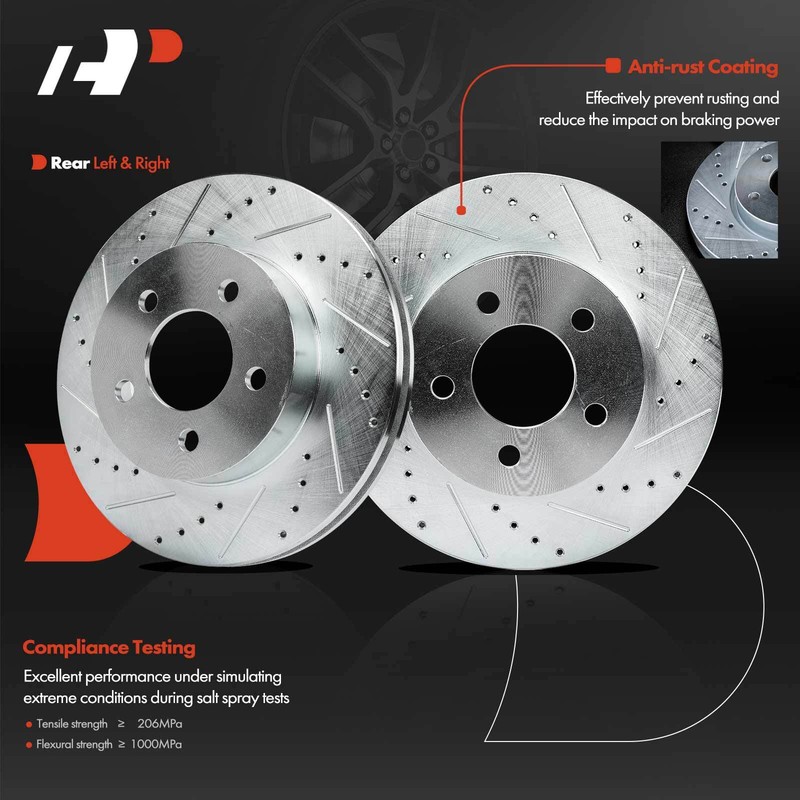 Drilled Brake Rotors & Ceramic Brake Pads Front for Jeep Liberty 2002-2007 288mm gallery