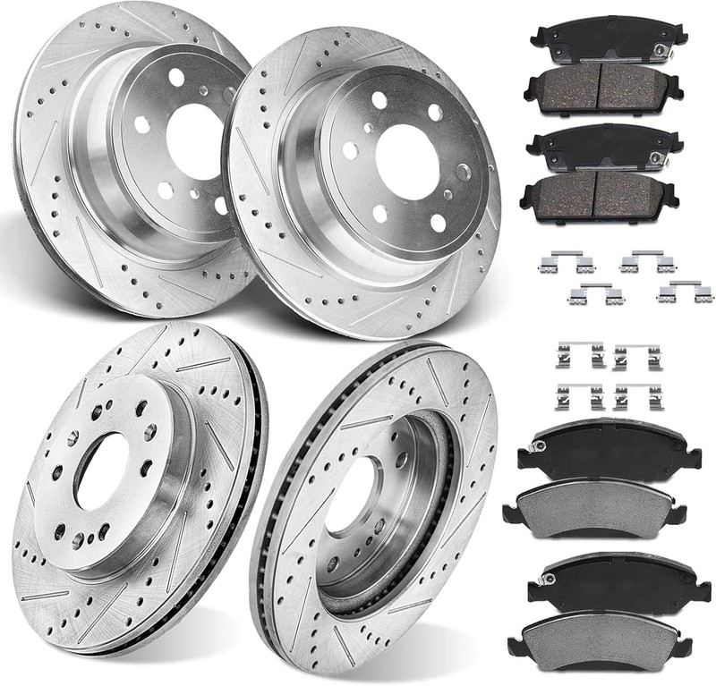 Front Rear Rotors + Brake Pads for Chevrolet Tahoe Silverado GMC Sierra 1500