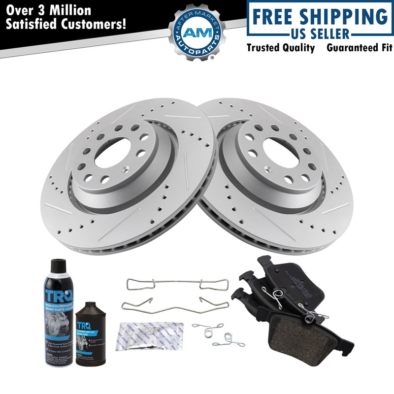 Rear Ceramic Brake Pad & Performance Rotor Kit for Audi S3 TTS w/Fluids