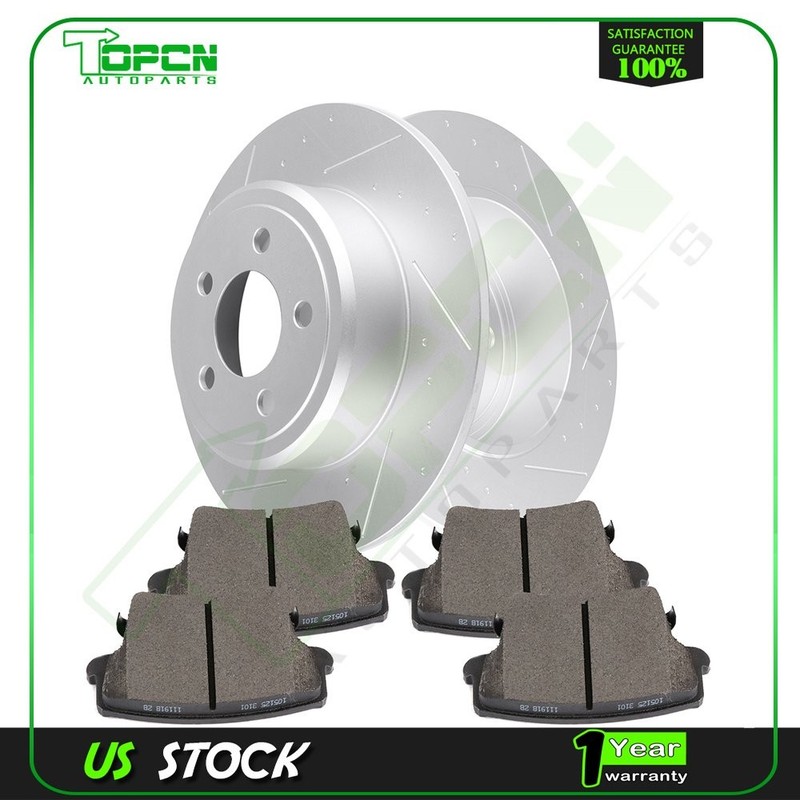 6X Rear Brake Ceramic Pads + Slotted Rotors Fit For Dodge Challenger 2012 - 2017 gallery