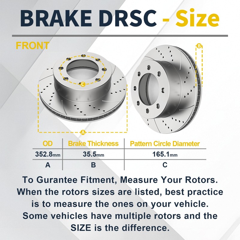 Front Drilled and Slotted Brake Rotors and Pads Kit for Dodge RAM 2500 2003-2008 gallery