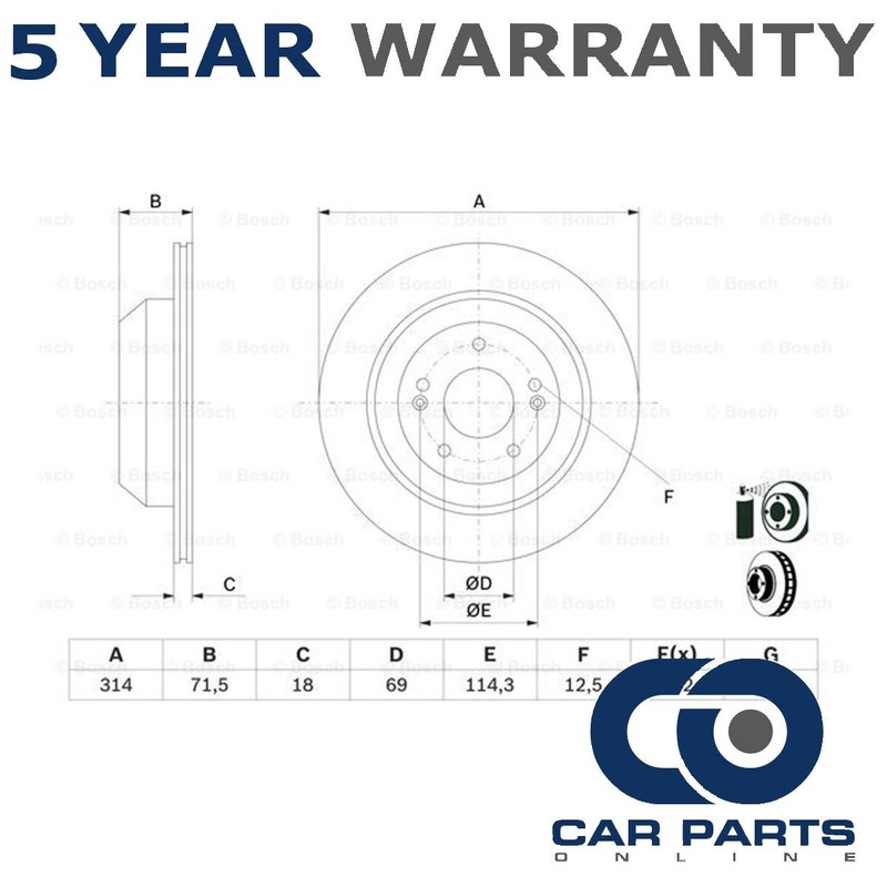 Brake Disc Rear CPO Fits Kia Sorento 2015-2020 2.0 CRDi 2.2 2.4 58411C5700