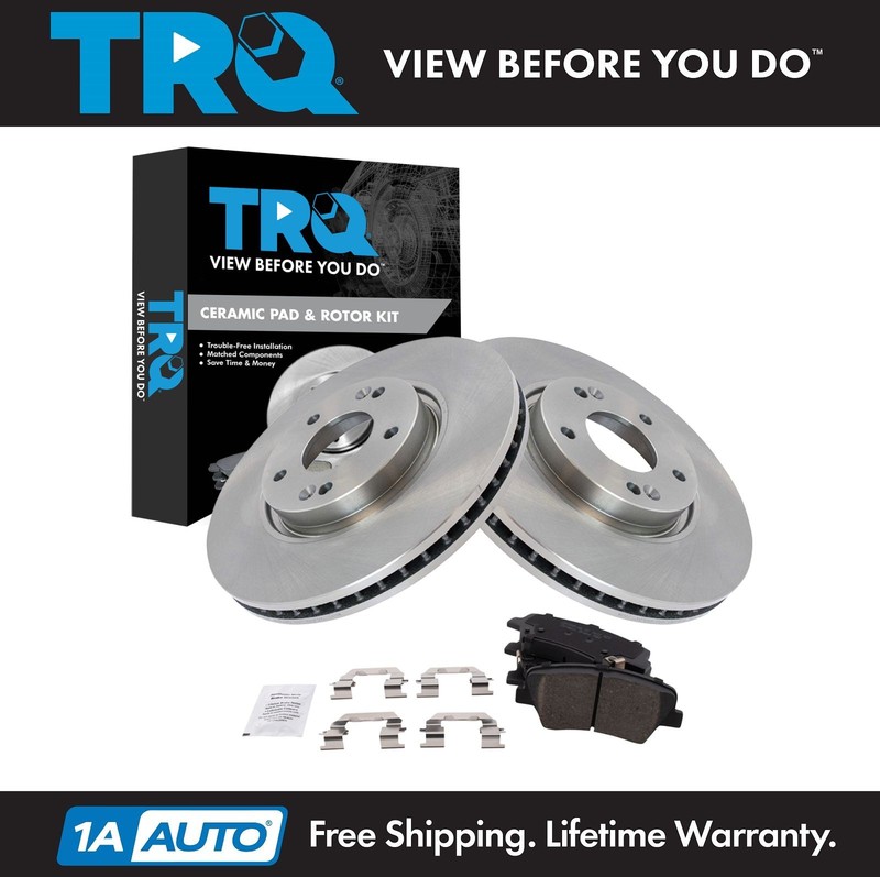TRQ Front Brake Pad & Rotor Kit Ceramic Fits 14-16 Forte Koup 14 Veloster