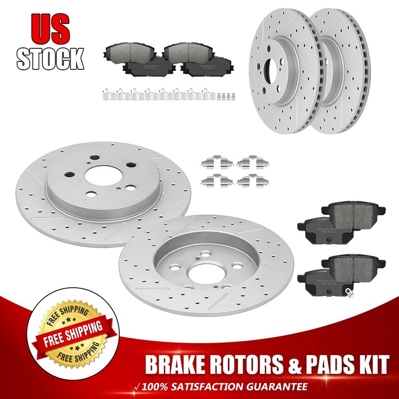 Front & Rear Brake Rotors Ceramic Pads For Pontiac Vibe Toyota Corolla Matrix