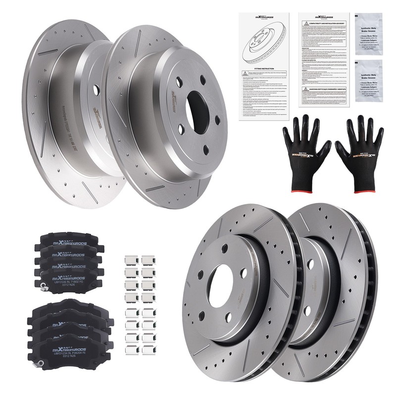 Front Rear Brake Rotors & Brake Pads Kit for Jeep Wrangler 2007-2017 S53041