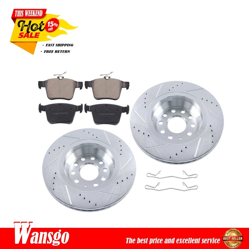 For Volkswagen Arteon 2019-2020 2.0L l4 Rear Drilled Brake Rotor & Brake Pad