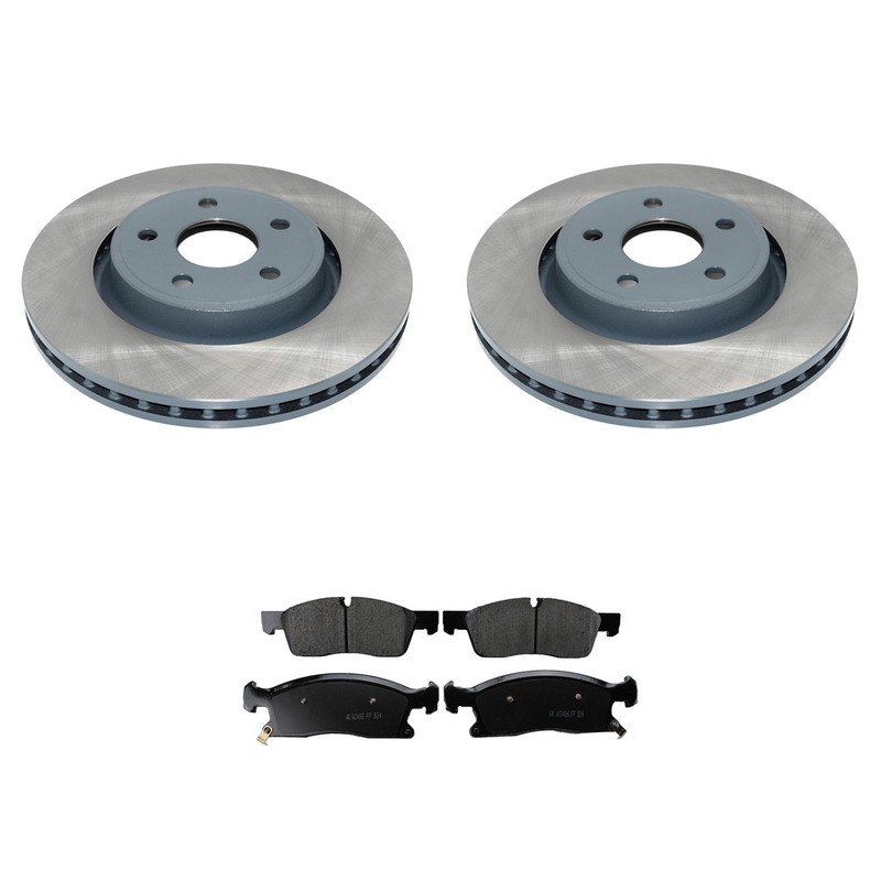 DuraGo Front Rotors Akebono ProACT Ceramic Disc Brake Pad Kit For Grand Cherokee