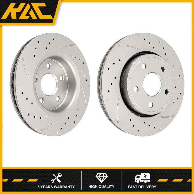 2x Front Drilled & Slotted Brake Rotors Fits 2005 Jeep Grand Cherokee 52089269AB