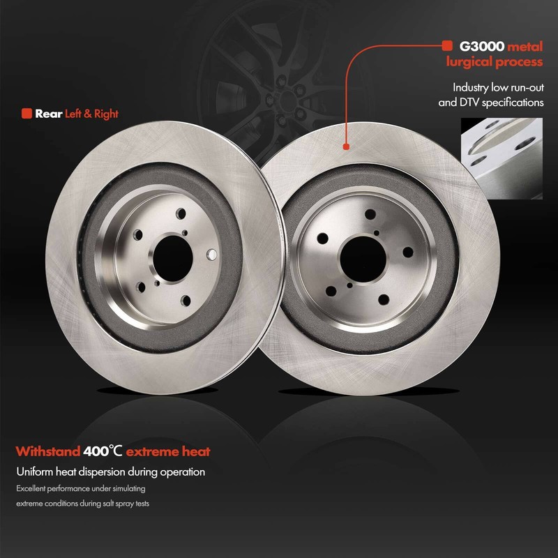 6Pcs Disc Brake Rotor & Ceramic Brake Pad for Subaru Ascent 2019 2020-2022 Rear gallery