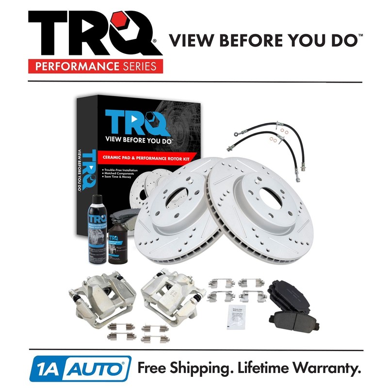 TRQ Performance Brake Pad & Rotor Kit Premium G-Coated Performance Fits Honda