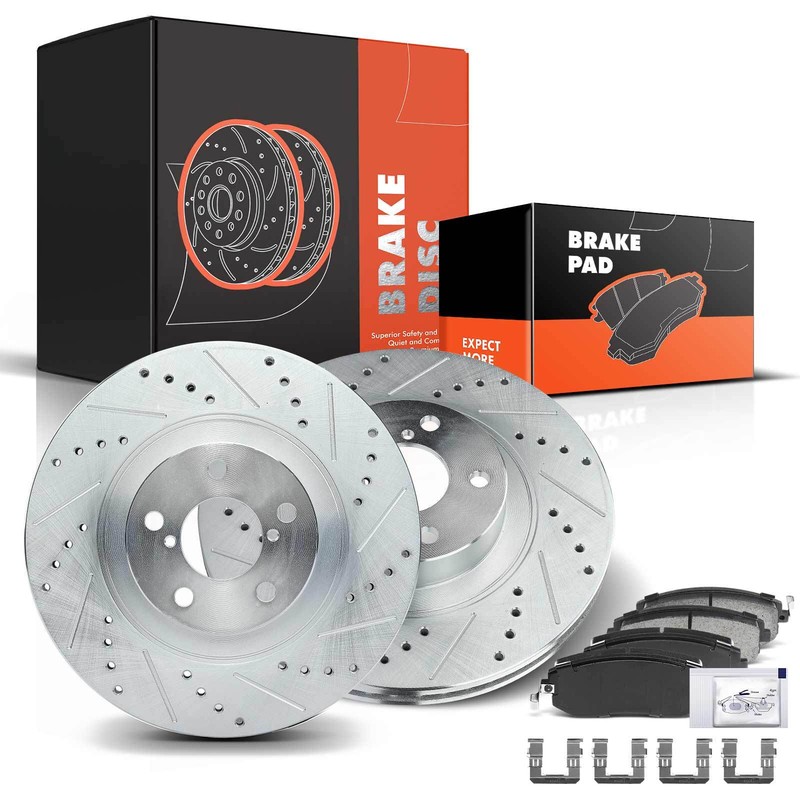Front Drilled Brake Rotor & Ceramic Brake Pad for Subaru Forester Impreza Legacy