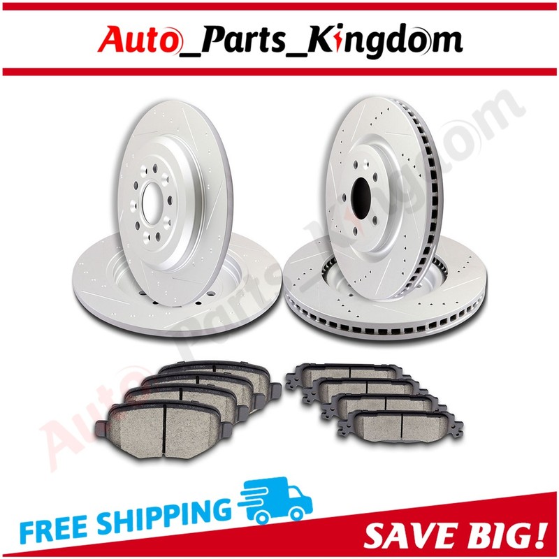 For Lincoln MKS MKT Ford Flex Taurus Front Rear Disc Rotors Ceramic Brake Pads