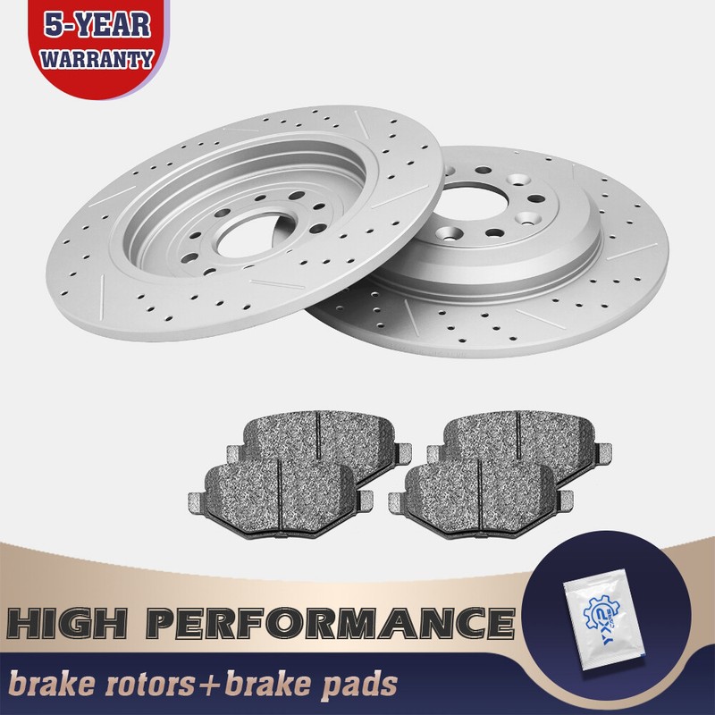 Rear Brake Rotors + Ceramic Brake Pads for Lincoln MKT Ford Edge Explorer Flex