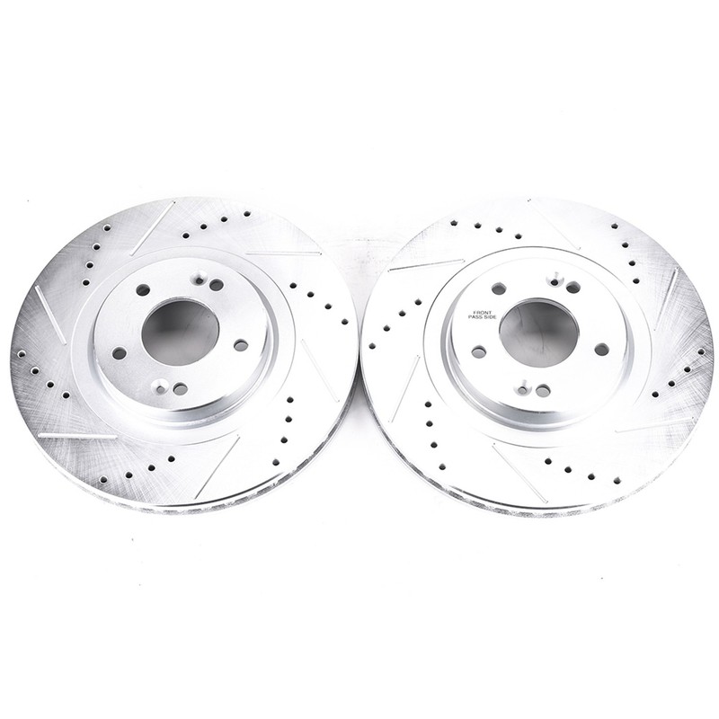 PowerStop Evolution Drilled Slotted Rotors Pair Front For Hyundai Santa Fe