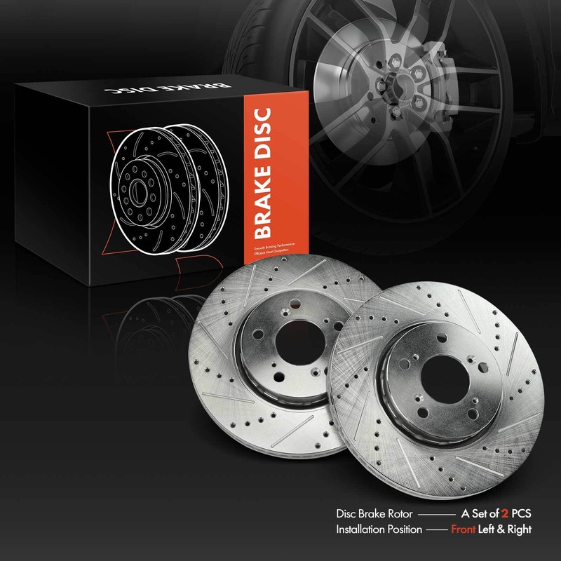 2x Front Driver & Passenger Side Drilled Brake Rotors for Acura RLX 2014-2020 gallery