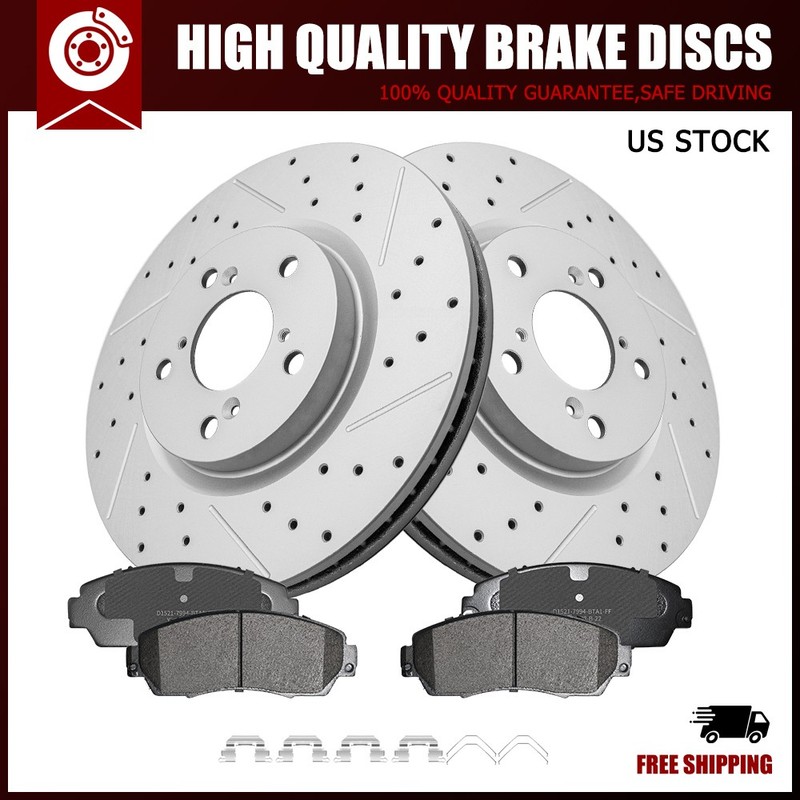 [Front] Drilled Brake Rotors+Ceramic Pads for 2011 2012 2013 2014 Honda Odyssey