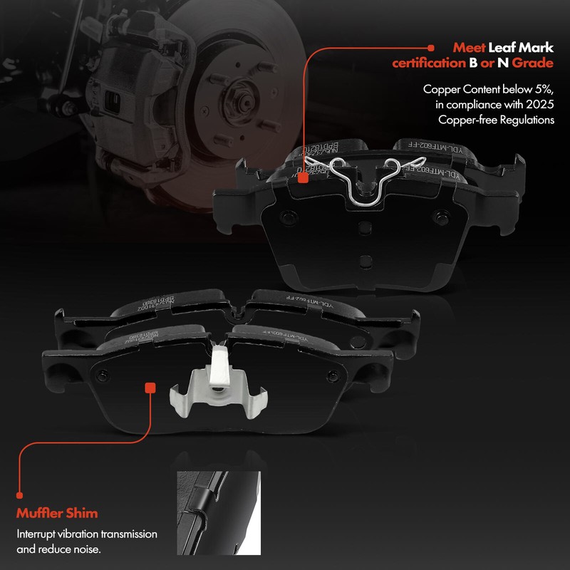Front & Rear Drilled Brake Rotors & Ceramic Brake Pads for Jaguar E-Pace 18-19 gallery