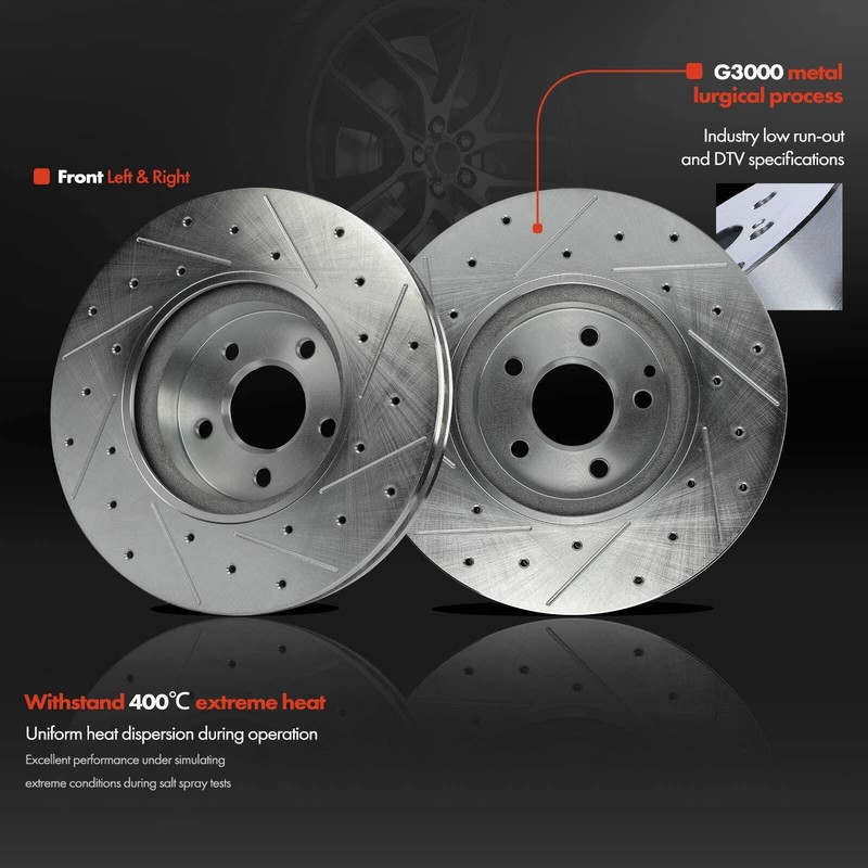 2Pc Front Left & Right Drilled Brake Rotors for Mercedes-Benz C300 08-14 E350 gallery