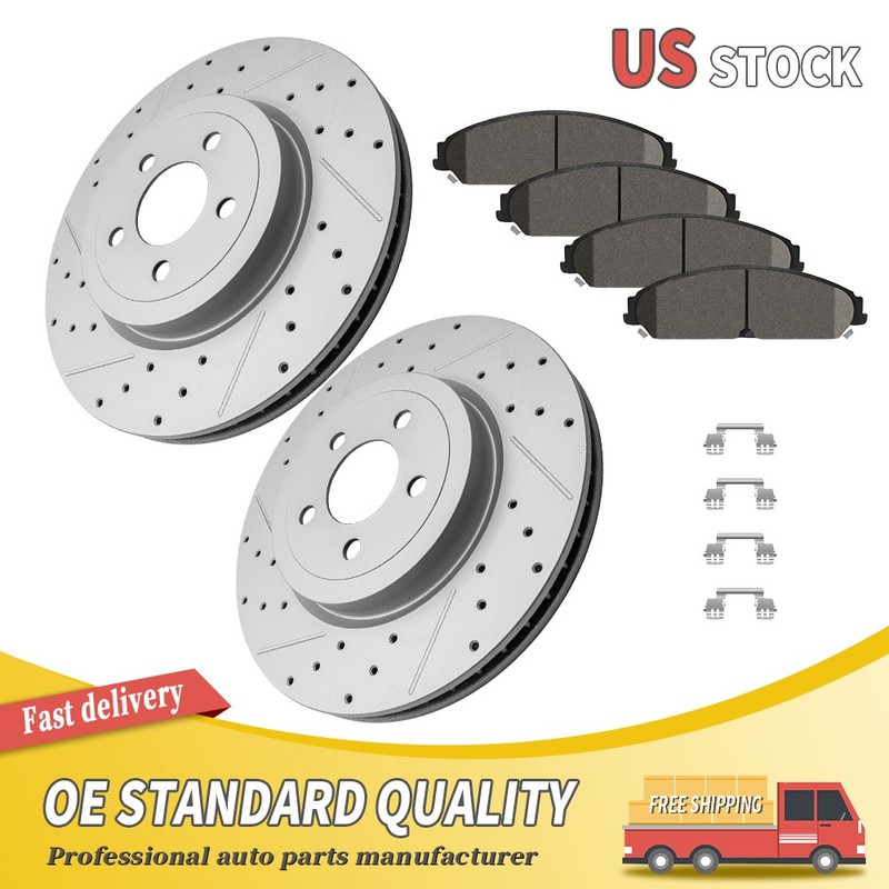 Front Drilled Brake Rotors Pads For Chrysler 300 Dodge Challenger Charger Magnum