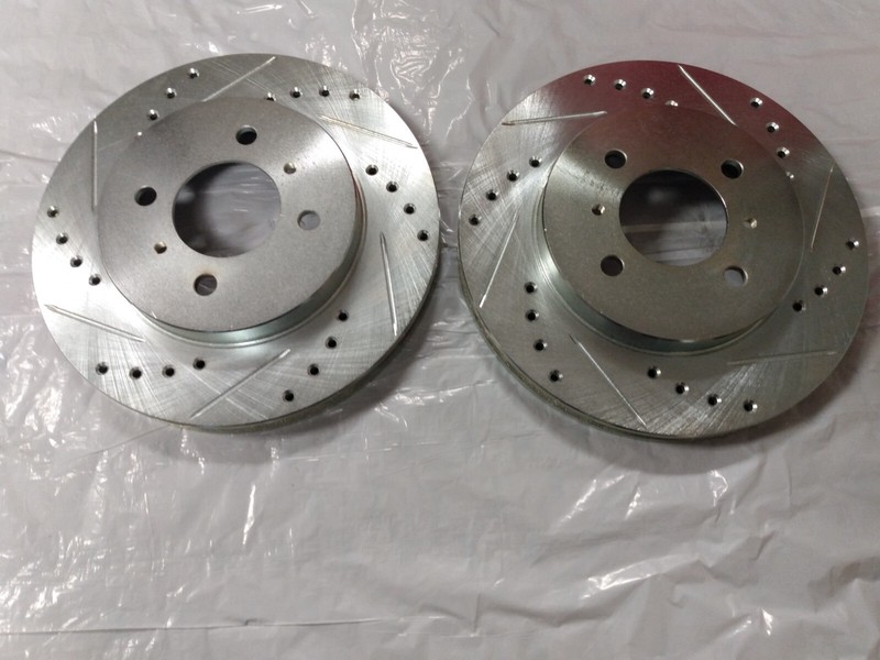 Front Disc Brake Rotor Set (Left/Right) - Drilled/Slotted/Silver Zinc Plated gallery