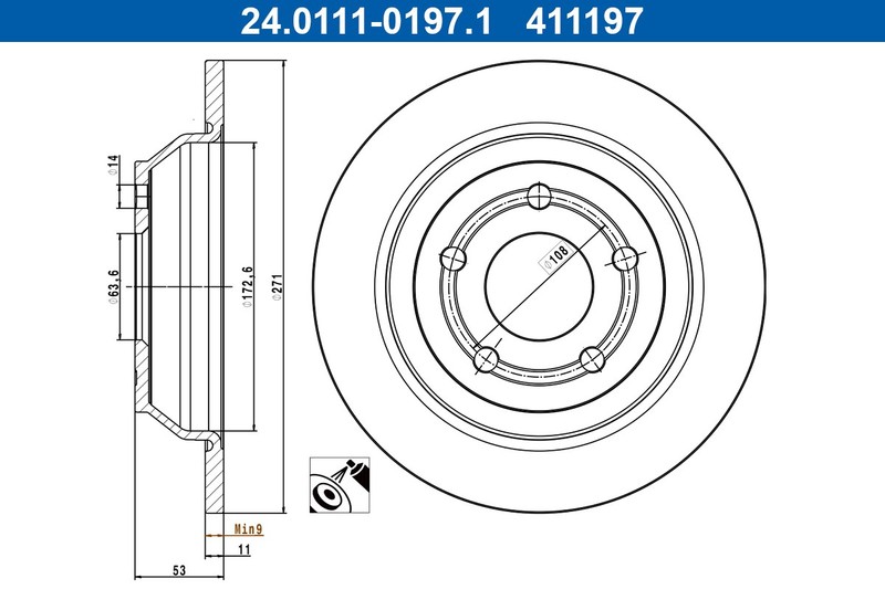 2X 24.0111-0197.1 ATE Brake Disc for FORD