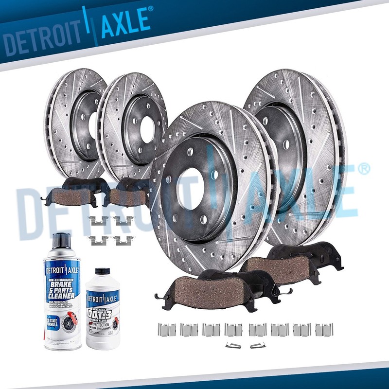 AWD Front Rear Drilled Slotted Rotors Brakes Pads Kit for 2007-10 Ford Edge MKX