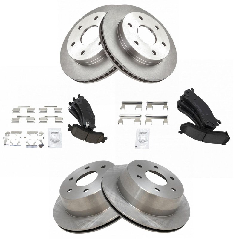 TRQ Premium Posi Ceramic Disc Brake Pad & Rotor Kit Front Rear for GM gallery