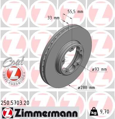 Zimmermann 250.5703.20 Brake Disc for Ford