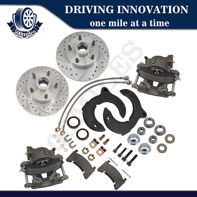 For Mustang II 11 In Front Disc Brake Kit, 5 on 4-3/4 drilled and slotted Rotors