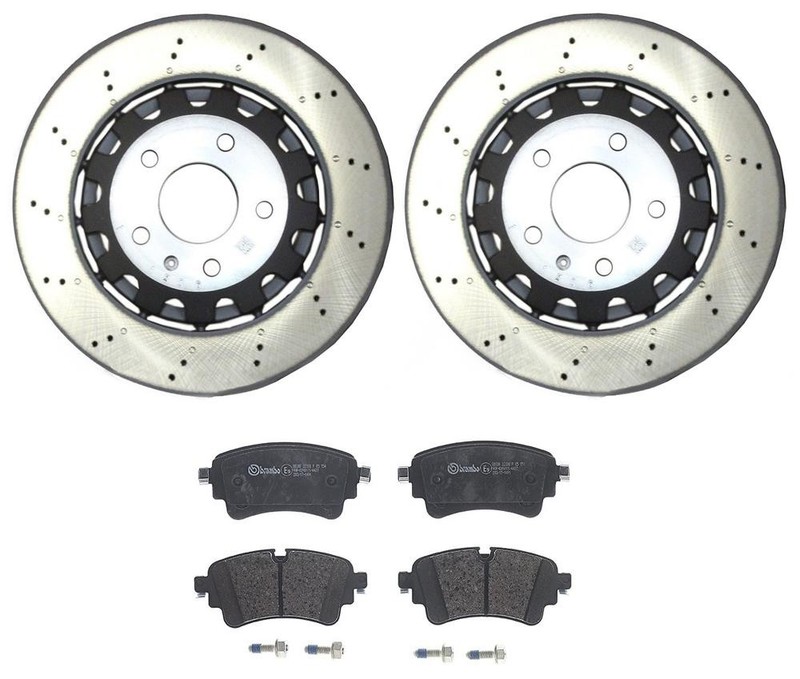 SHW Performance Rear Brake Disc Rotors Brembo Low-Met Pads Kit for RS5 Sportback