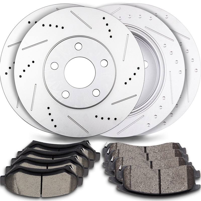 8x Ceramic Brake Pads + 4x Rotors Front Rear For 1998-1999 Oldsmobile Intrigue