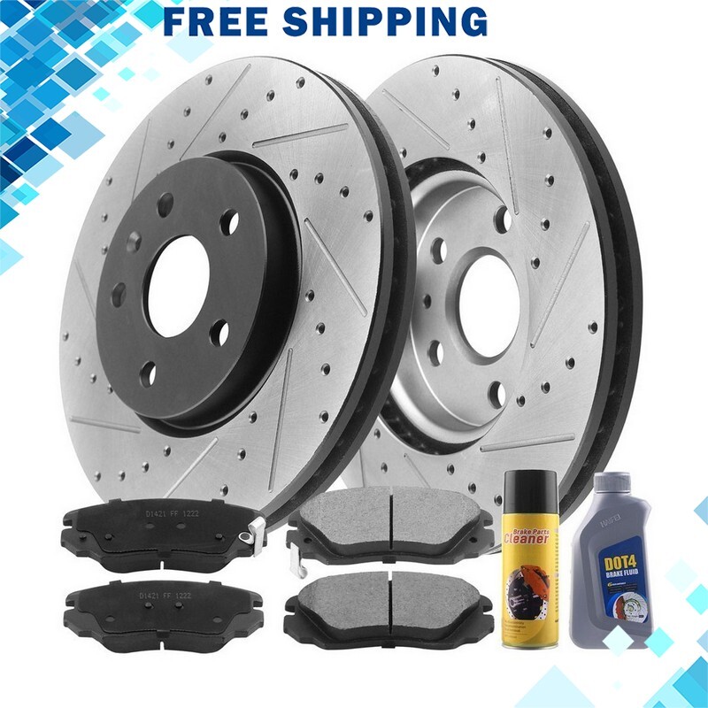 Front Disc Brake Rotors + Ceramic Brake Pads for Chevy Equinox Impala Malibu GMC