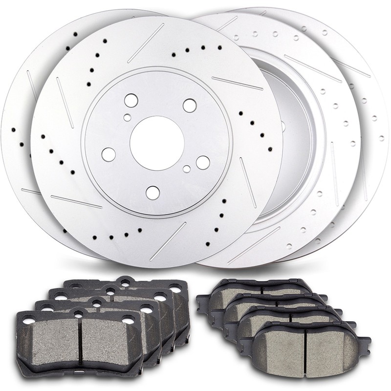 Front Rear Drilled Rotors Ceramic Brake Pads For 2009-2013 Lexus IS250