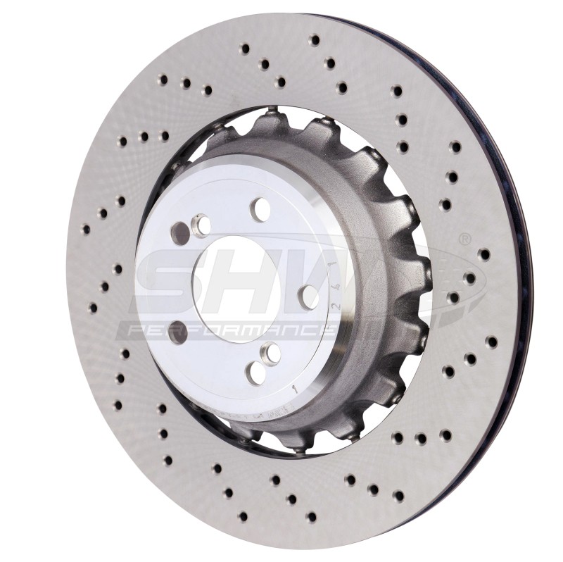 SHW for 15-18 BMW X5 M 4.4L Right Rear Cross-Drilled Lightweight Brake Rotor