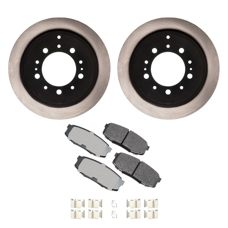 ADVICS Rear Rotors Akebono ProACT Ceramic Disc Brake Pad Kit For Land Cruiser
