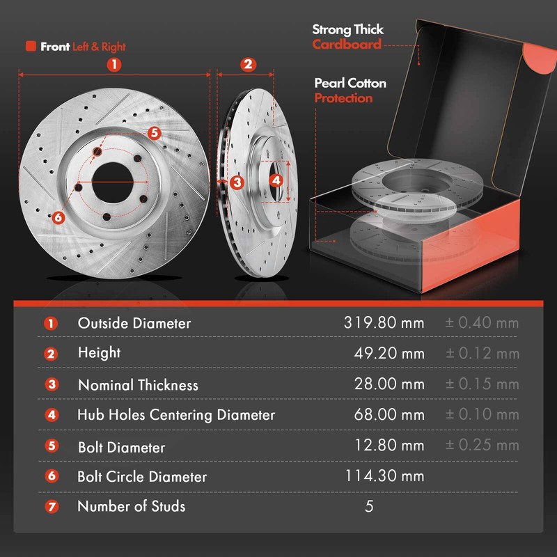 12Pcs Front & Rear Sides Drilled Rotors & Brake Pads for Nissan Maxima V6 3.5L gallery